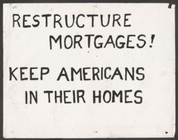 Protest sign calling attention to the mortgage crisis