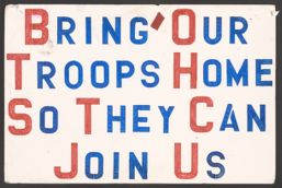 "Bring Our Troops Home" protest sign
