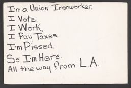 Union ironworker's sign expressing support